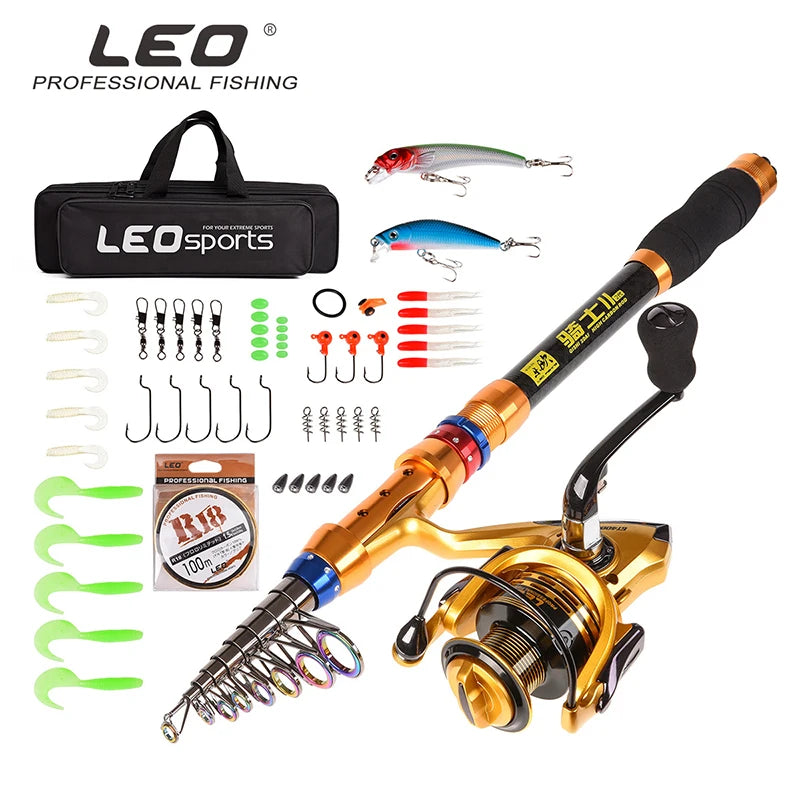 Short Travel Pole Combo Baitcasting Rod Full Set 1.8-3.6m Telescopic Spinning Fishing Rod Reel