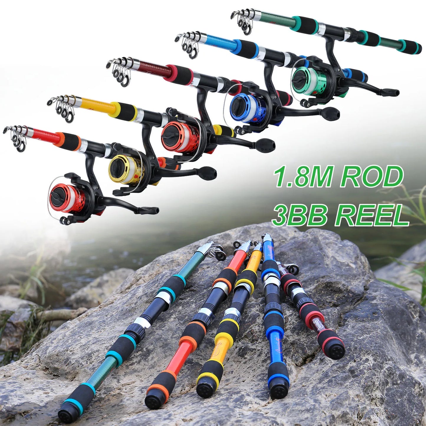 Fishing Rod and Reel Combo1.8M Telescopic Rod with Full Fishing Kit