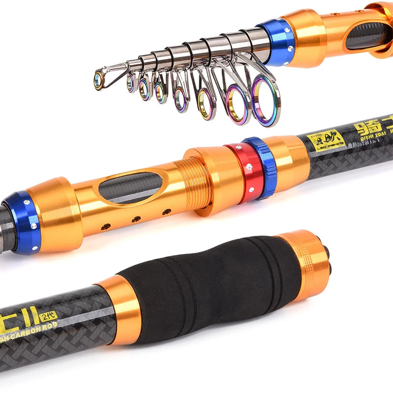 Short Travel Pole Combo Baitcasting Rod Full Set 1.8-3.6m Telescopic Spinning Fishing Rod Reel