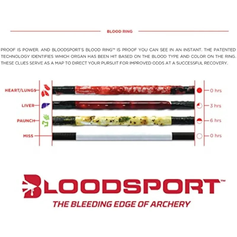 BLOODSPORT Evidence Precise Durable Carbon Fletched Hunting Arrow for Compound Bow - 31" Length.