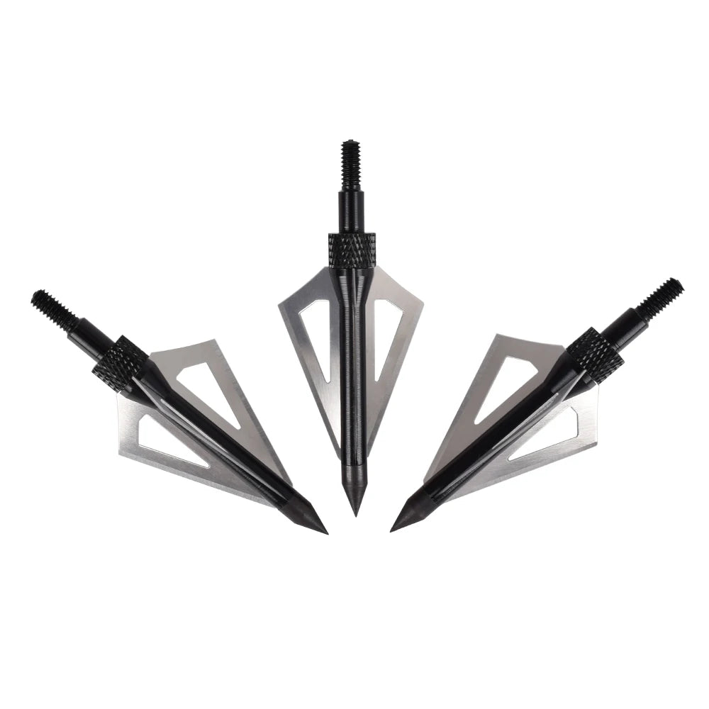 12Pcs 100 Grain Broadhead Black 3 Blades